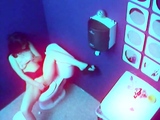Solo slut masturbating in the office