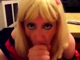 Submissive Crossdresser's Blowjob Training